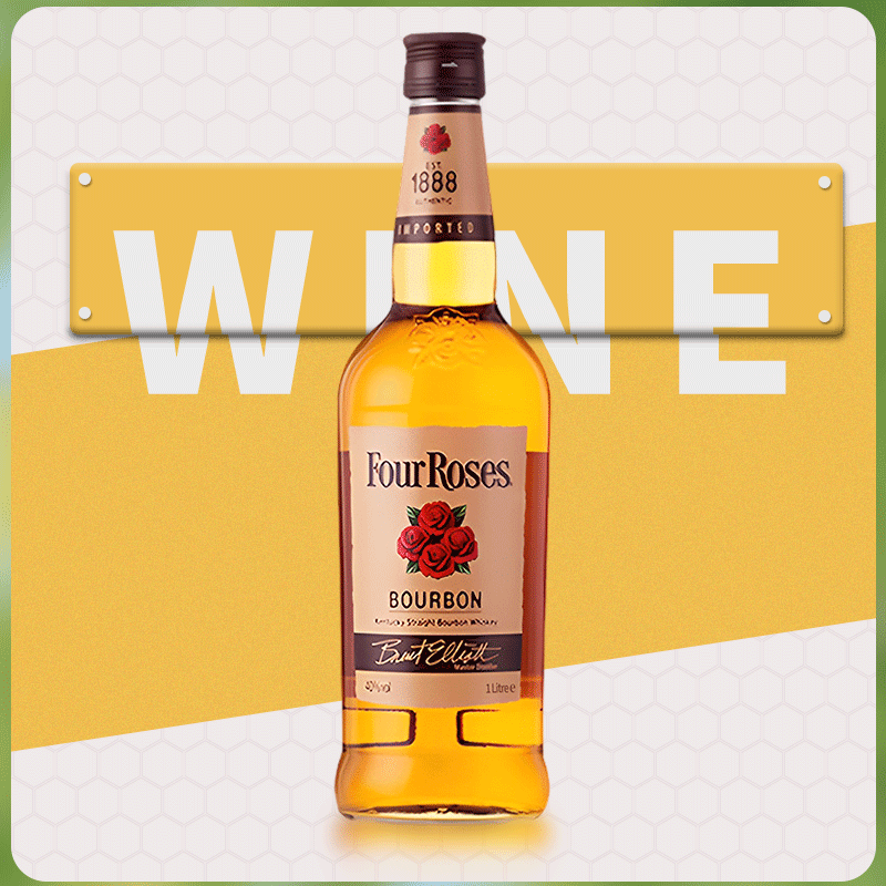 美国原装进口四玫瑰波本威士忌40度1000mlFour Rose Whisky