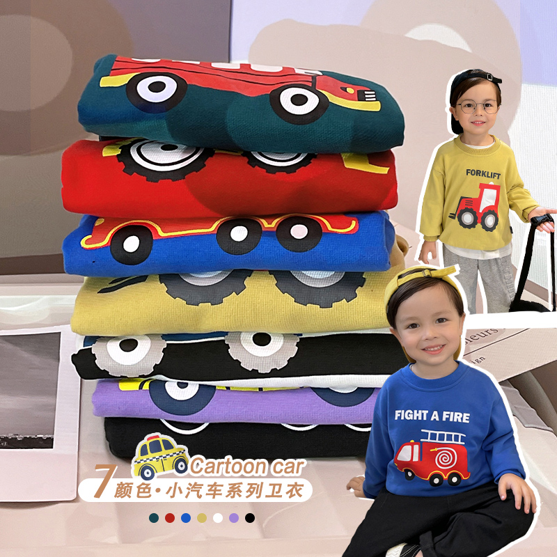 X2799男童圆领卫衣春秋卡通上衣连帽薄款衣服12-15岁爆款带帽潮款