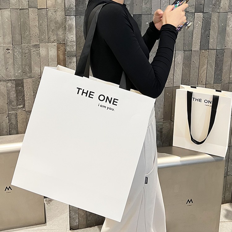 装衣服纸袋子结实高档肩背白色女装礼品购物袋服装店手提袋定制