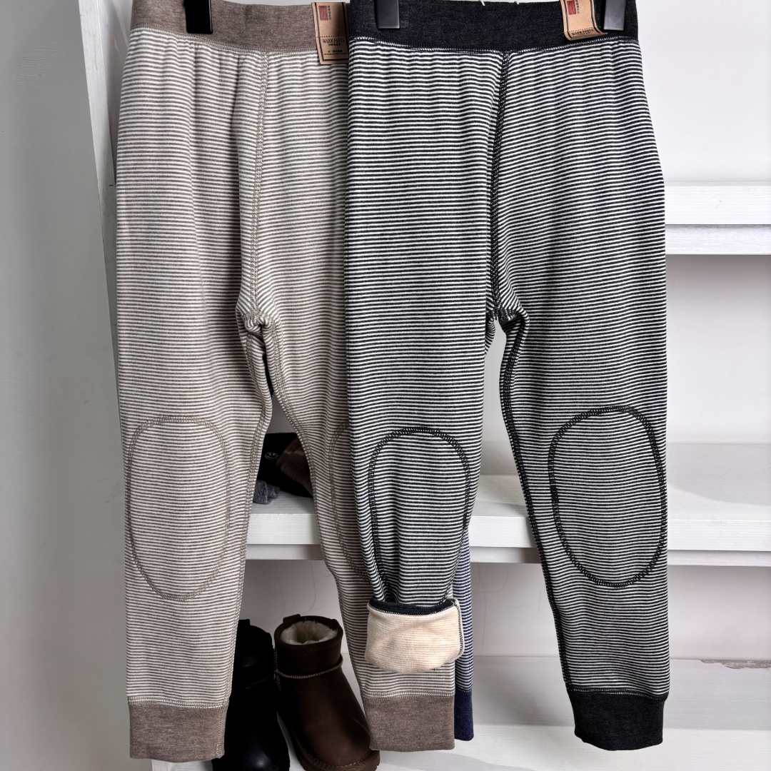 001B款保暖裤冬季新款德绒双层护膝打底裤中大童条纹加厚秋裤