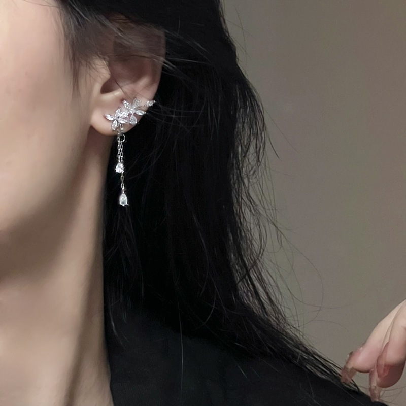 DoDoDouDou. 铜合金合成锆石耳饰 绮丽梦境超仙流苏无耳洞耳夹女