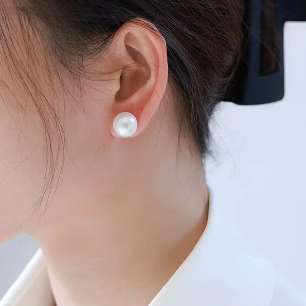 天然淡水珍珠单颗耳夹强光近圆近无暇耳钉经典蚊香盘无耳洞耳夹