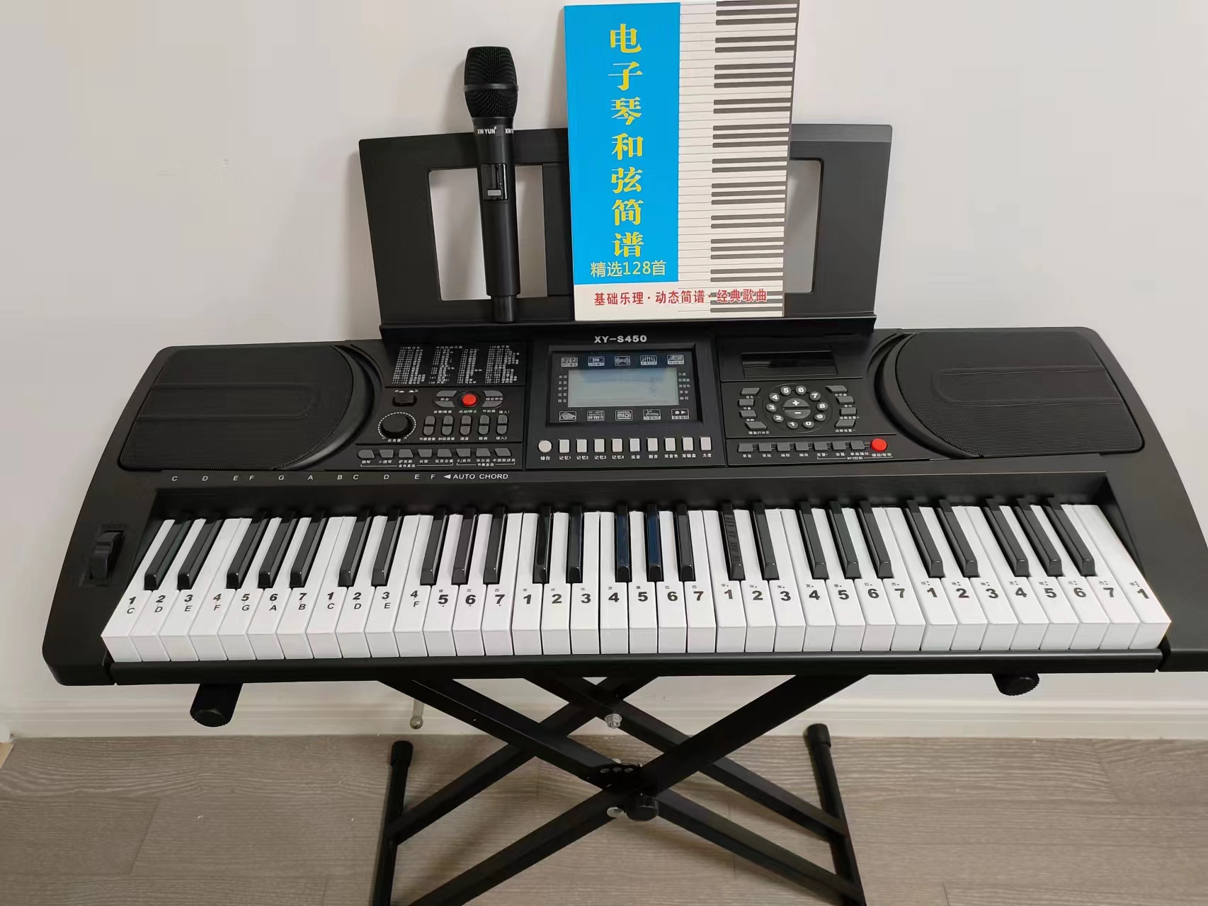 新韵S450充电款加琴架加直连无线电子琴麦克风可连内置蓝牙演奏琴