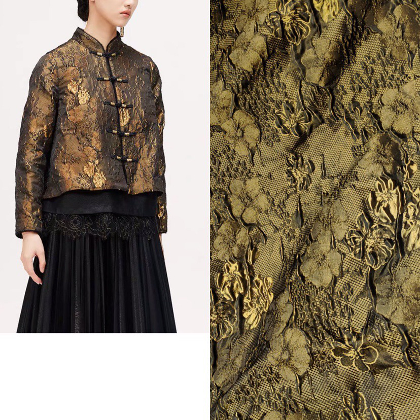 连衣裙 色织浮雕肌理感暗花提花欧美范风衣外套面料 不支持退换