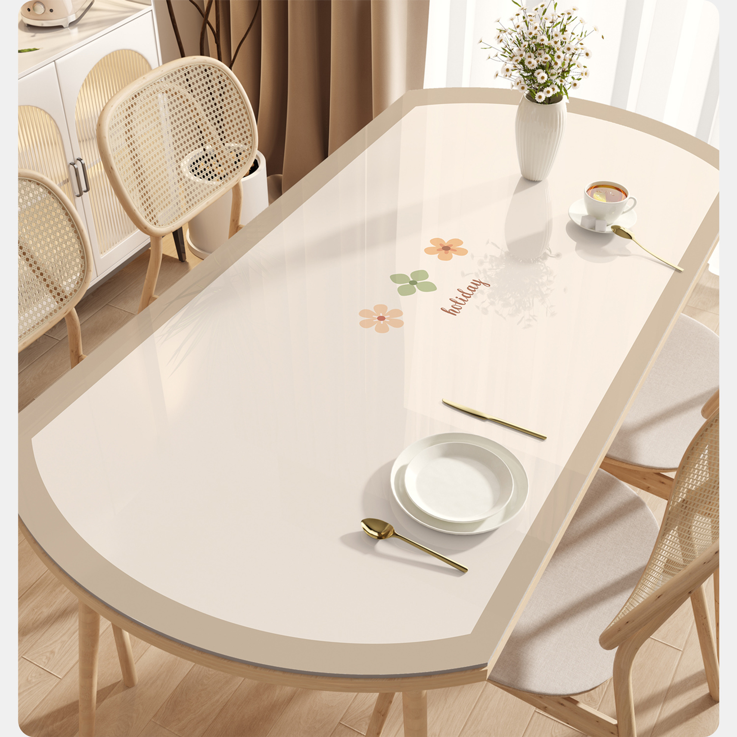 椭圆形餐桌布软玻璃PVC桌垫免洗防水防油防烫隔热长方形茶几桌垫