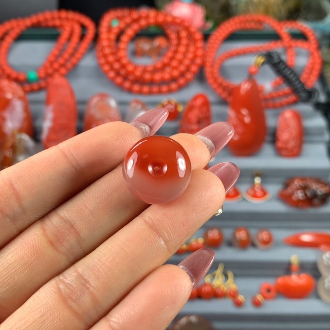 【闪购商品】南红玛瑙平安扣未镶嵌Ⅴ大黑洞冰飘4.1克