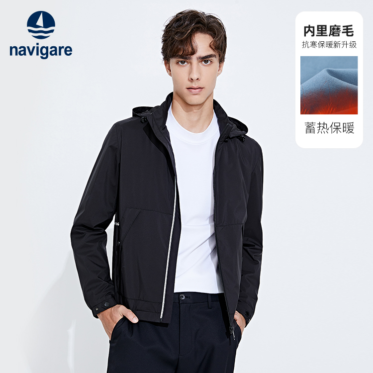 navigare意大利小帆船秋冬男士户外防风保暖连帽棉夹克休闲外套
