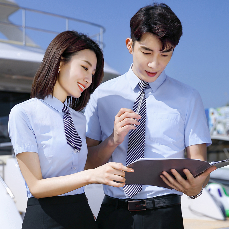 男女同款职业装短袖商务正装前台工作服银行大堂面试衬衫工衣夏季