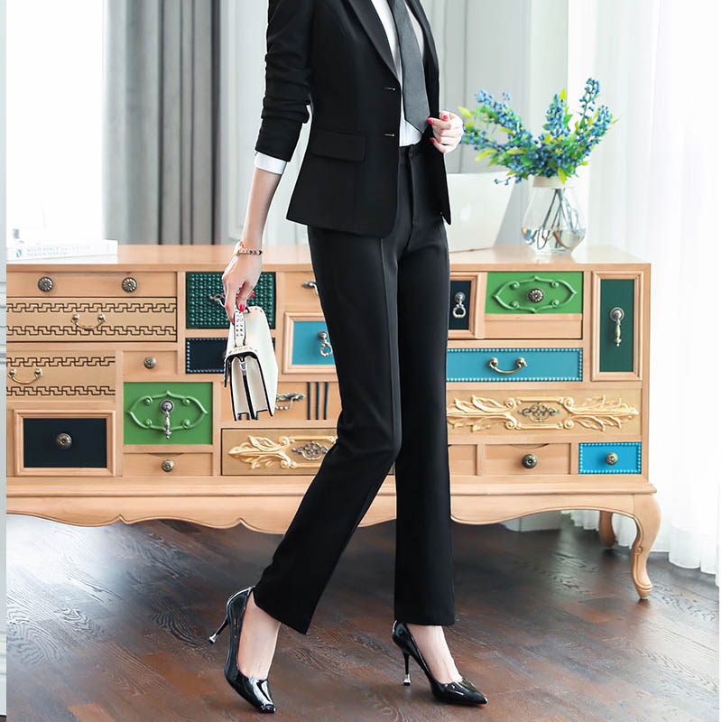 西装裤女西服裤女春秋冬气质时尚修身显瘦黑色职场面试女士工装女
