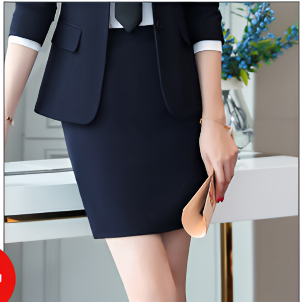 唐小鱼优选-职业裙藏青色包裙包臀半身裙西装中腰正装短裙