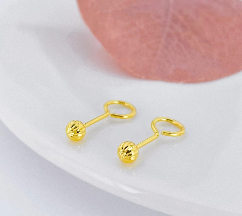 足金999  西瓜珠珠耳钉