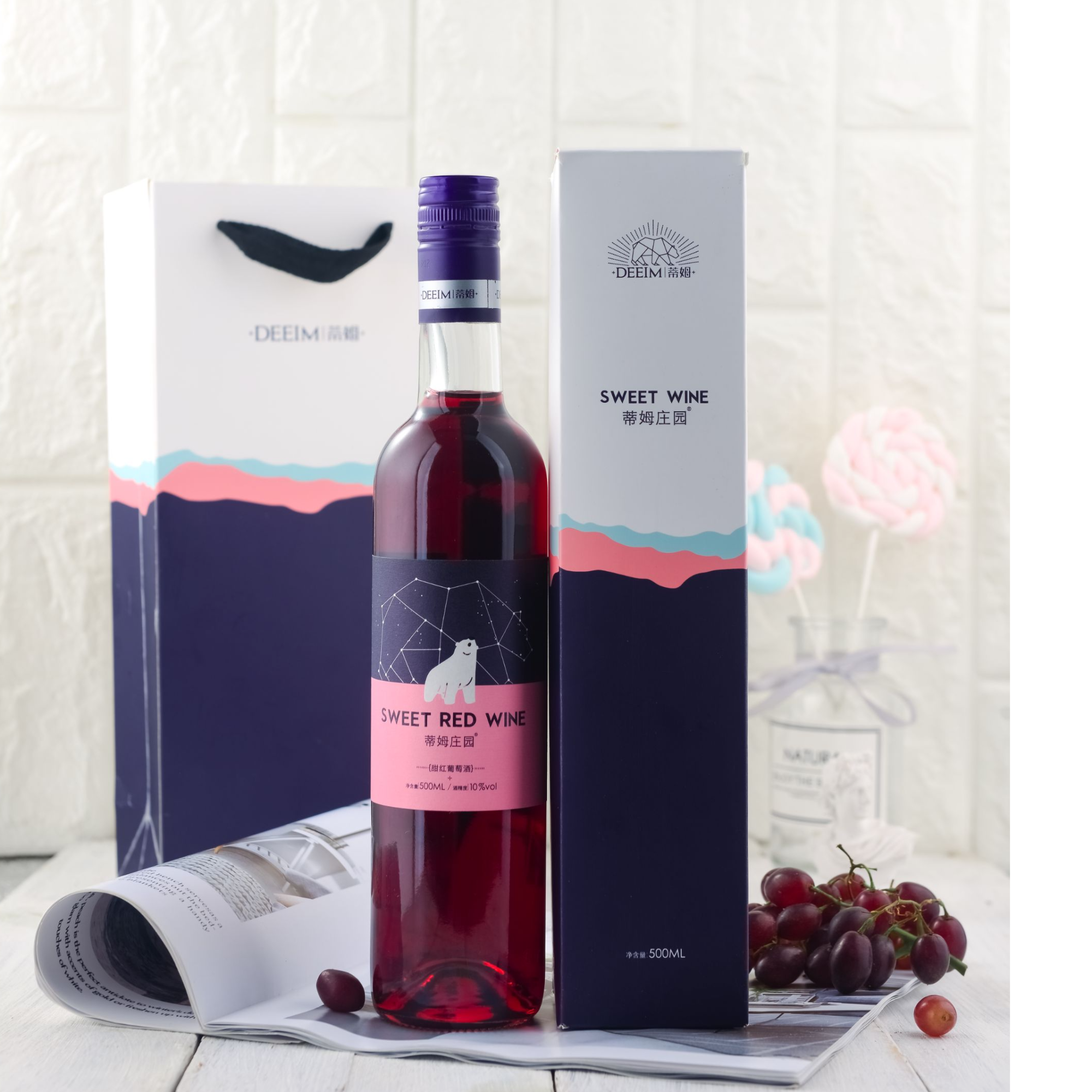 蒂姆庄园甜红葡萄酒纯正涩涩酸酸低度微醺餐酒聚会10度500ml