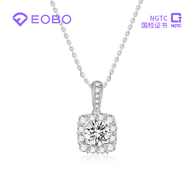 【合成/培育】【EOBO围镶钻石吊坠】成品18K金50-100分女款单吊坠