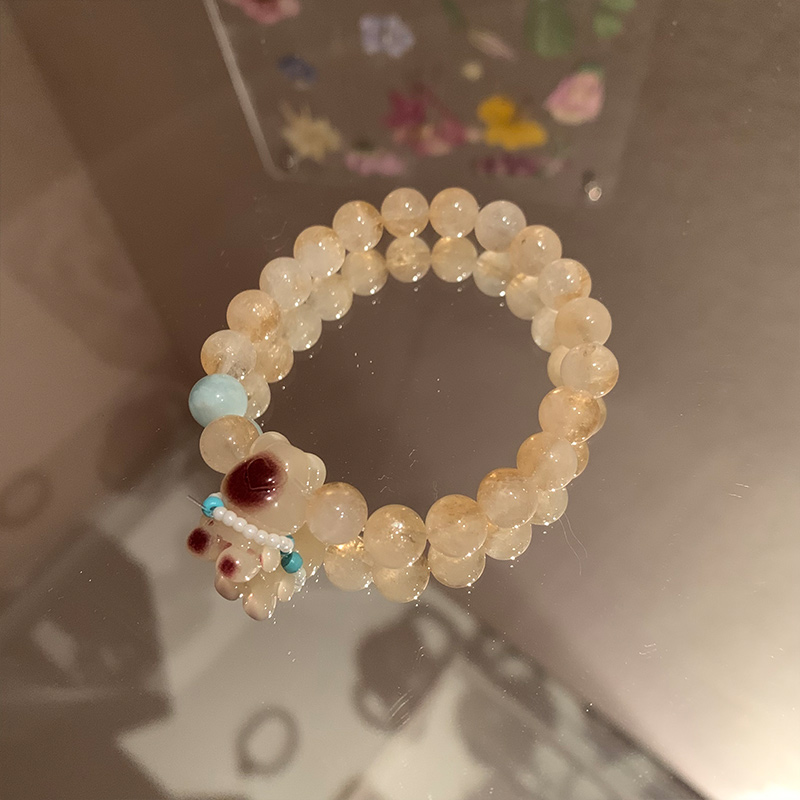 【小熊日记】黄发晶手串小熊甜美可爱9339-06