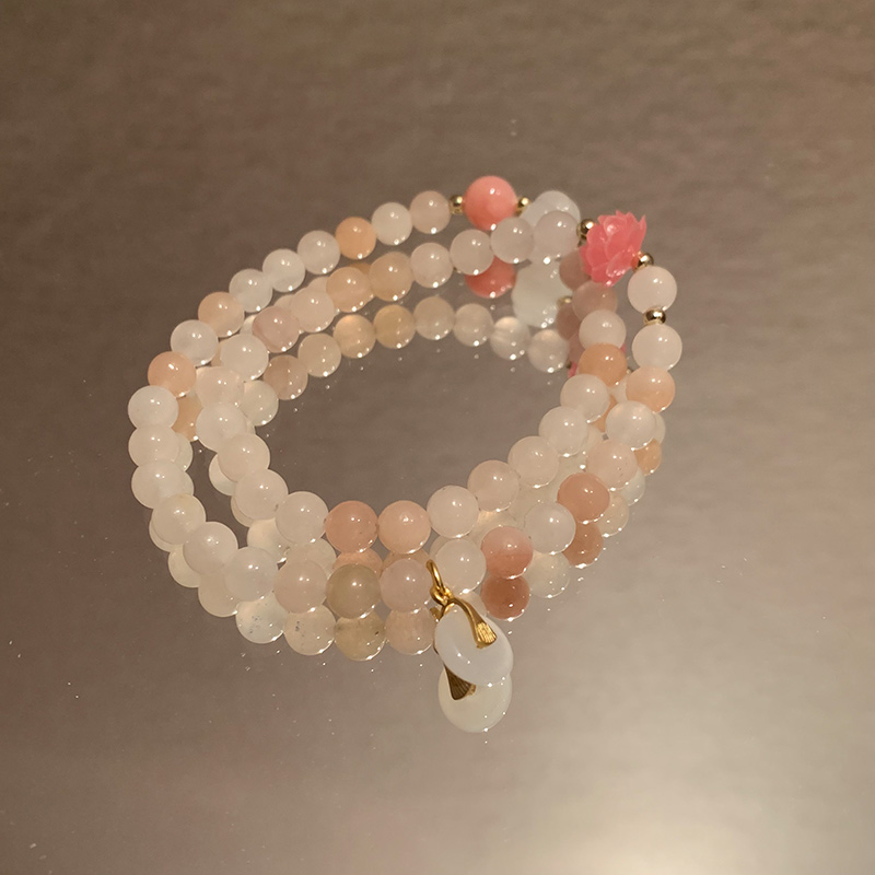 【粉莲】玉髓手串多圈温柔知性温暖9628-01