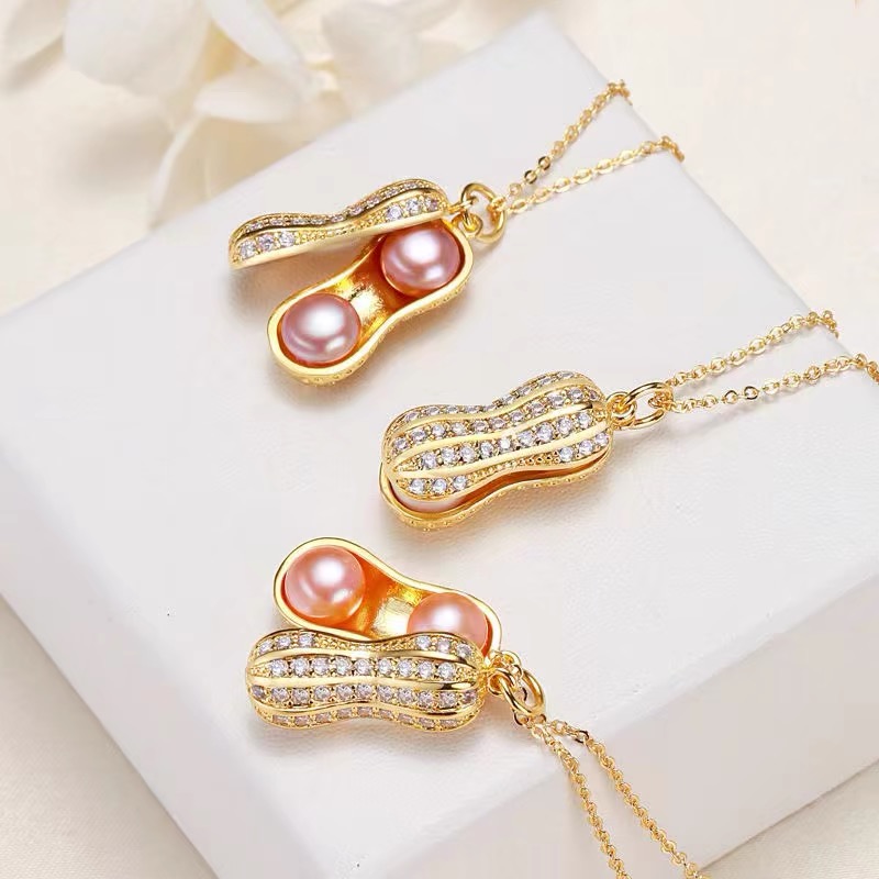 （含链）086古法工艺花生吊坠 可刮粉