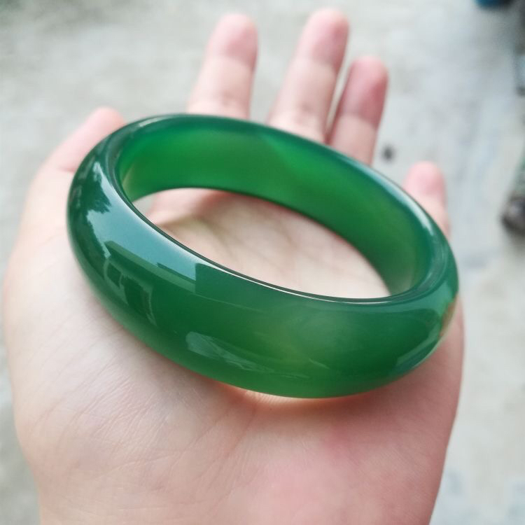 天然玉石玉髓宽胎加宽帝王绿手镯绿玉髓宽胎玉手镯玉髓玛瑙宽手镯