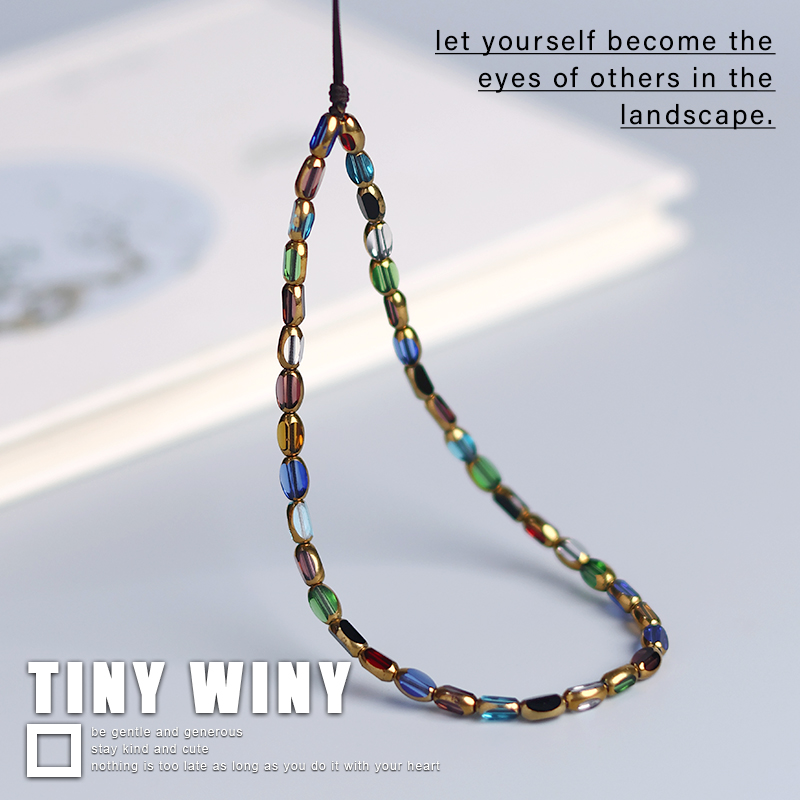 琉璃手机链手工ins风手机挂绳挂件彩色女款创意手腕款防丢绳挂饰