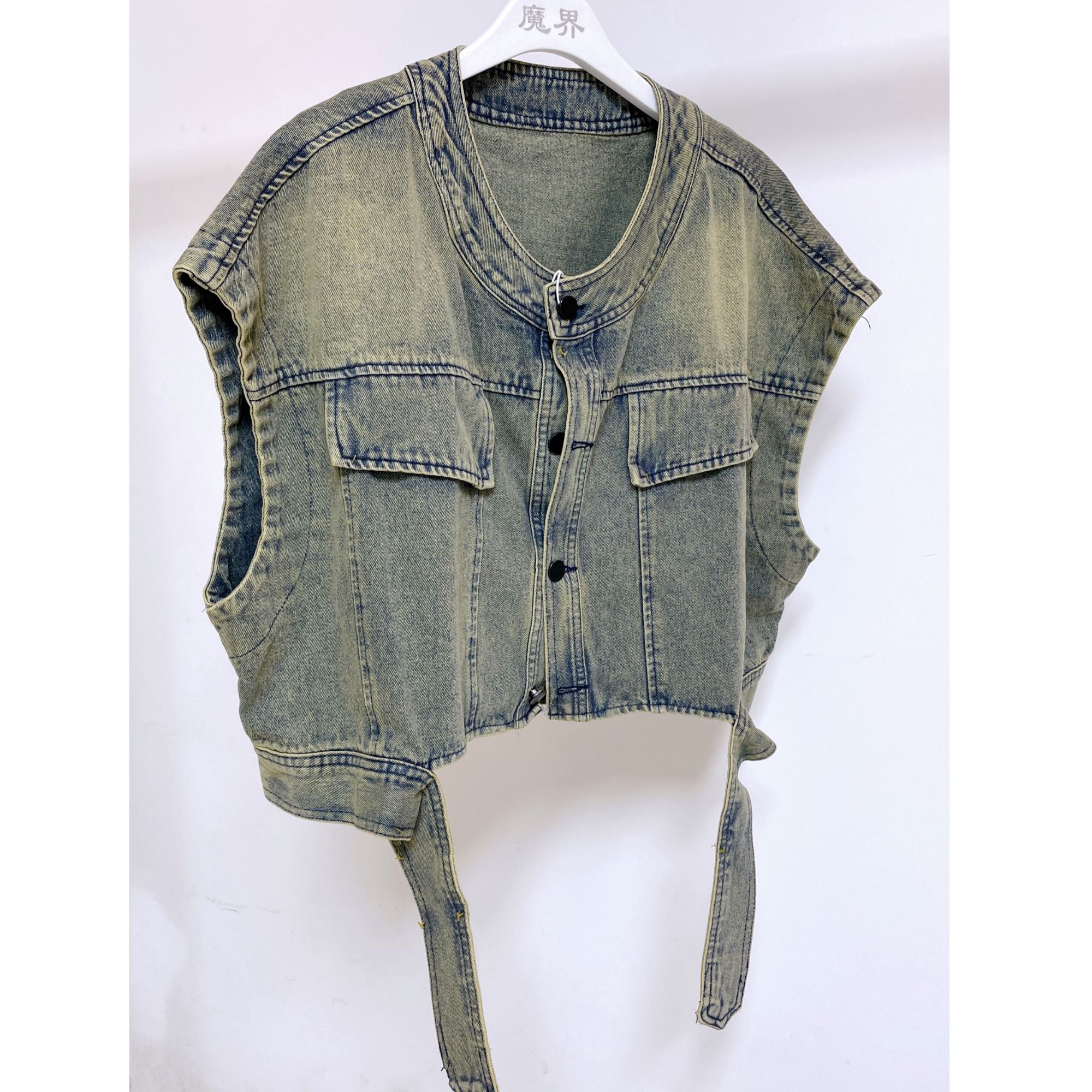 MOJIE/时尚休闲简约百搭秋季新款短款牛仔马甲002#