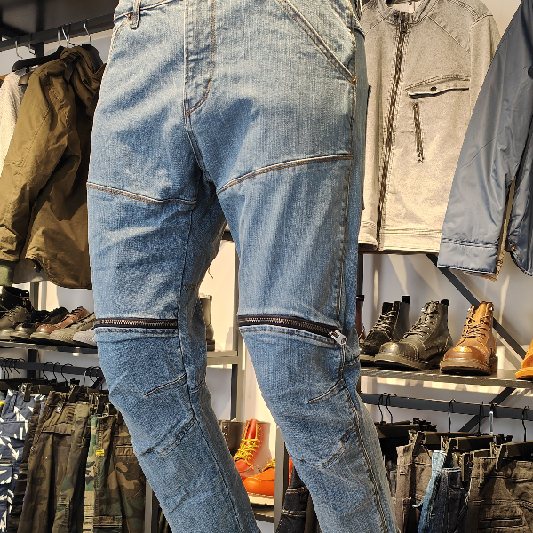 EXREIN秋冬水洗3D小脚弹力机车立体裁剪拉链拼接5622修身牛仔裤