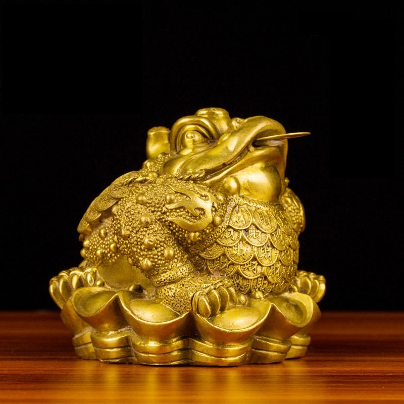 【缘】蟾摆件店铺开业礼品黄色蟾蜍三足黄色蟾摆设