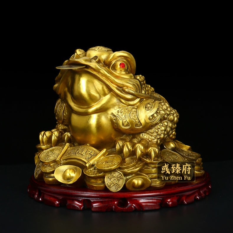 （福）铜蟾摆件三足蟾蜍蝉店铺客厅开业礼品装饰品创意摆件招柴