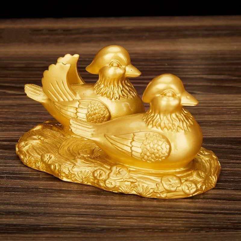 【缘】金色鸳鸯摆件鸳鸯戏水家居摆件比翼鸟送礼送新人礼品
