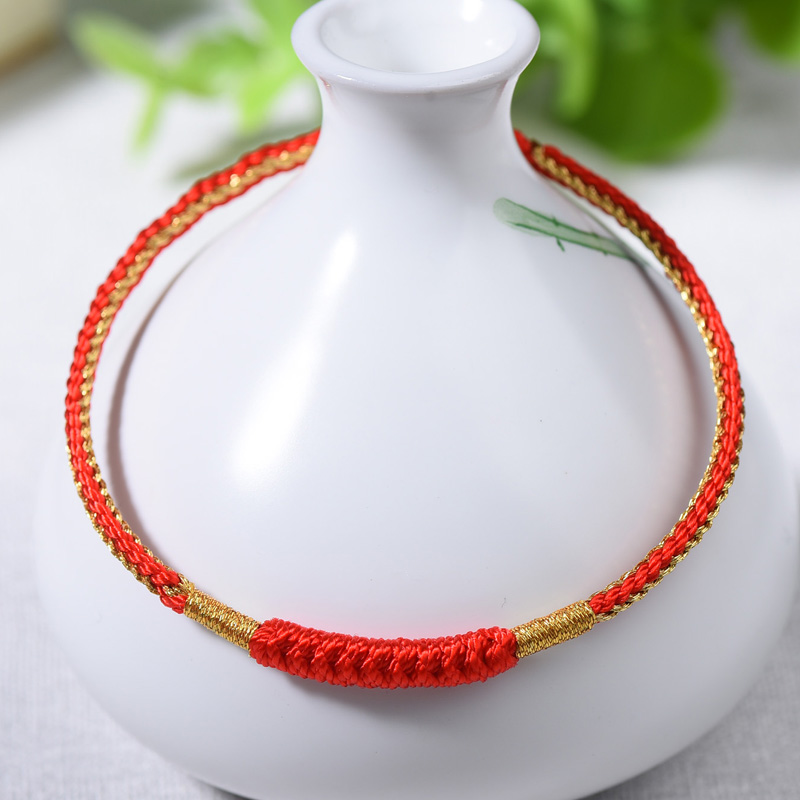 非金属布艺手链 张真源同款本命年红绳手工编织金刚结手链男女