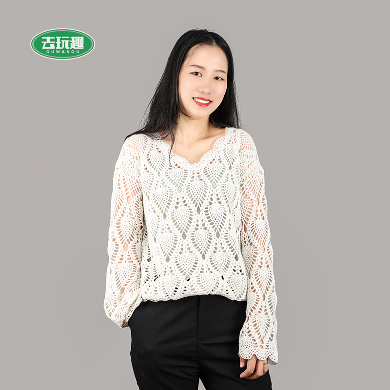 《云萝》上衣钩针编织毛线材料包（非成品）九色鹿卡尔羊毛线