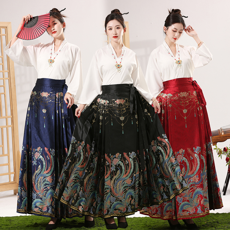 明治汉服马面裙（丹凤朝阳）六六对折国风织金妆花点翠中国风秋冬款