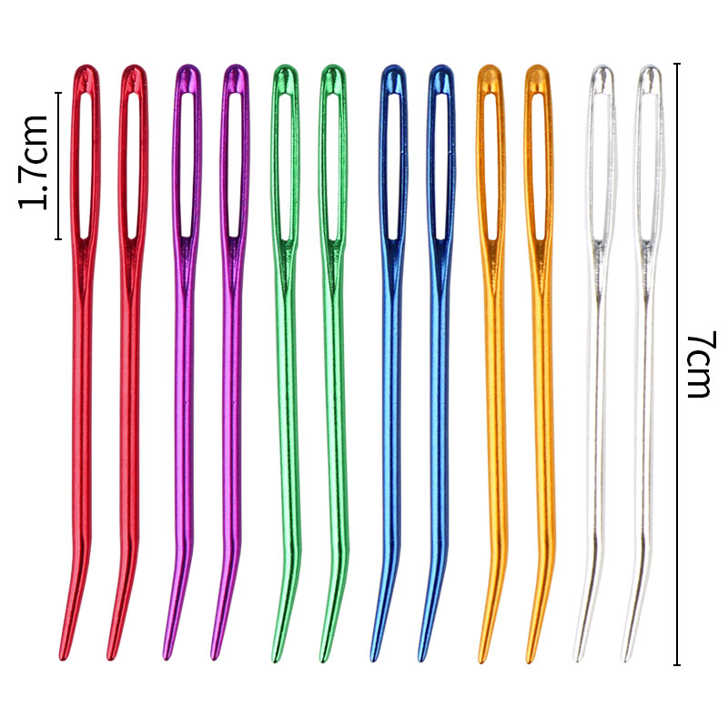 手工铝合金大眼针弯针 毛衣弯头缝合针 大眼毛线弯针铝毛衣针