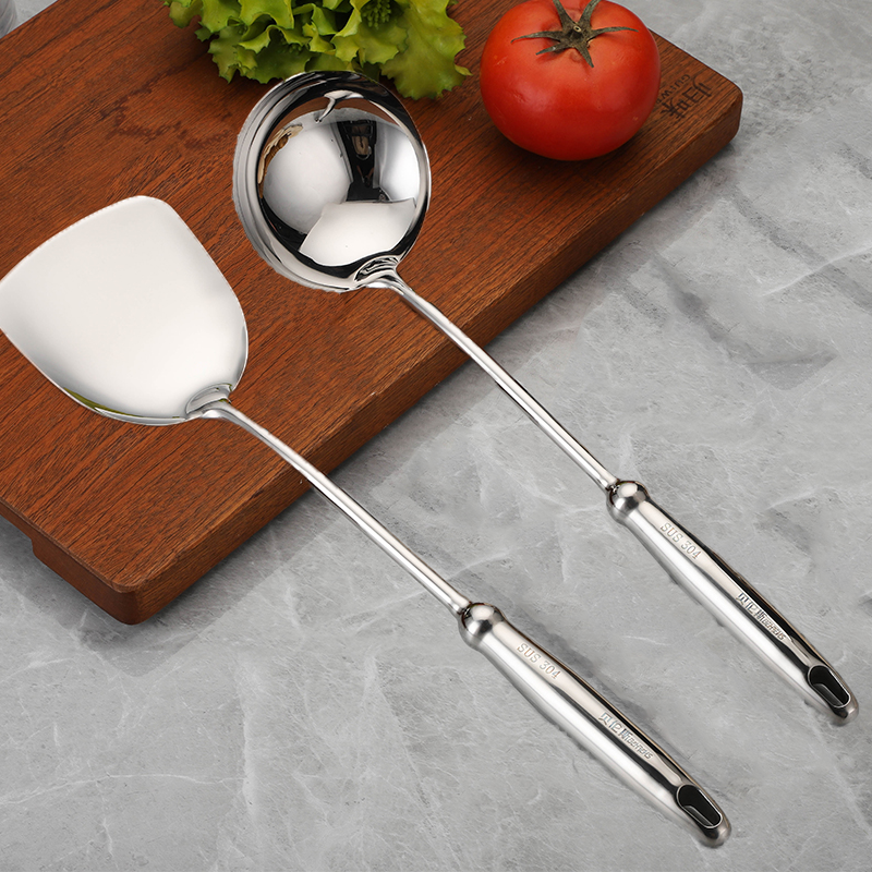 贝伦斯 全钢304锅铲 加厚镜面葫芦炒菜锅铲 中空隔热炒铲汤勺