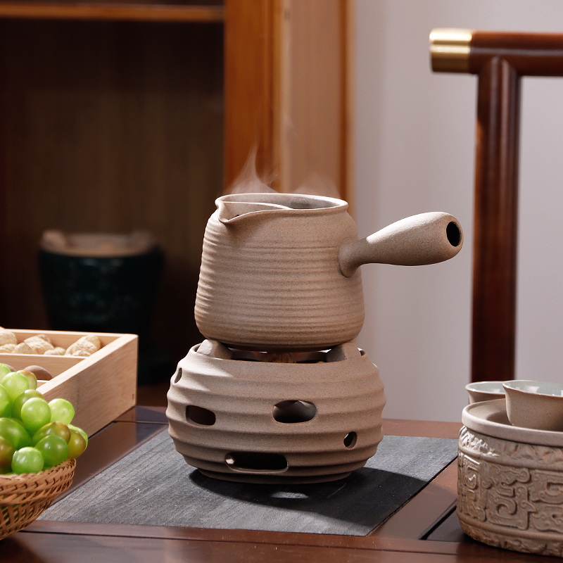 斗金罐罐煮茶器酒精炉套装围炉煮茶壶侧把陶壶烤茶壶功夫茶具粗陶