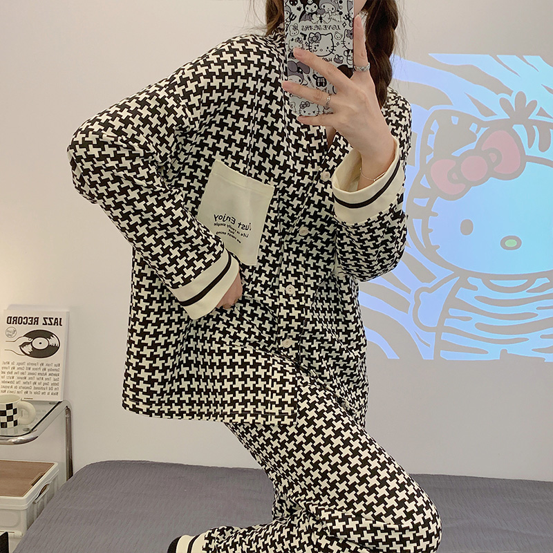 大码可外出睡衣女秋冬2023年新款高颜值可爱风甜美长袖家居服套装