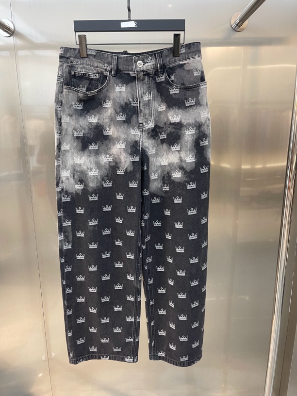 GF ferre满印皇冠牛仔裤