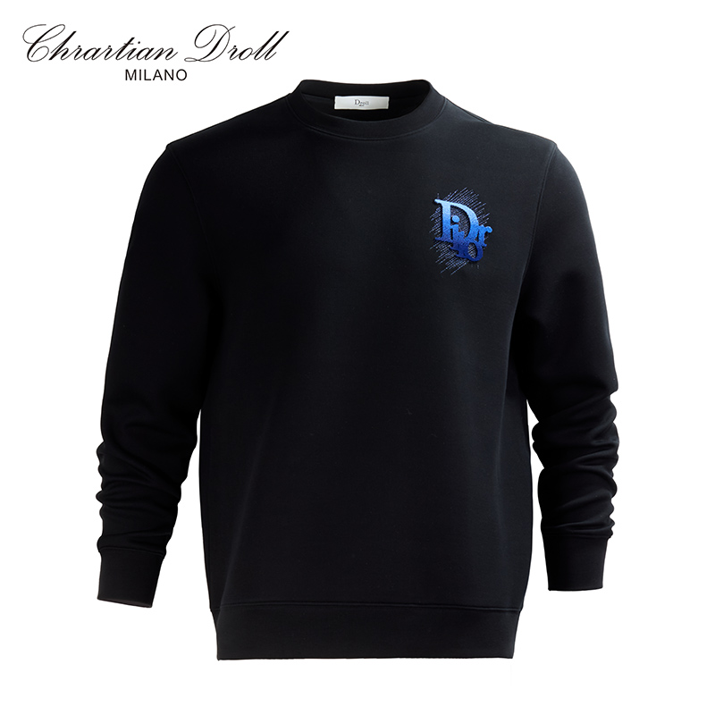 DROLL男士新款圆领长袖印花休闲宽松卫衣时尚百搭秋冬