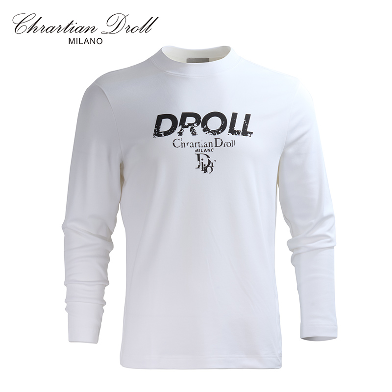 DROLL黑白色秋冬休闲百搭长袖T恤男DAF33T2029-01