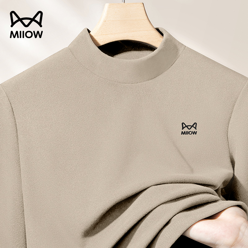 猫人 双面热绒半高领长袖T恤秋冬男士打底衫加绒加厚内穿保暖上衣