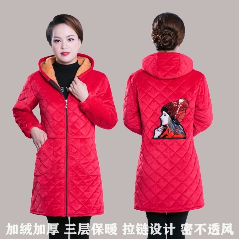 新款加绒加厚成人罩衣秋冬季保暖工作服女修身围裙时尚羽绒服护衣
