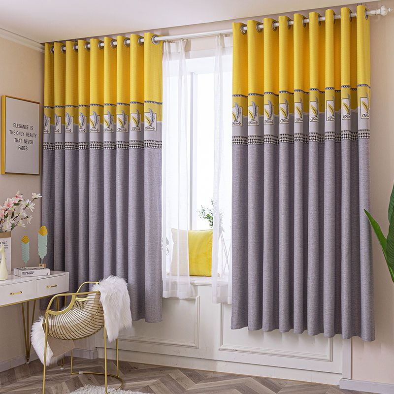 乐加飘窗窗帘短帘新款遮光成品窗帘卧室客厅防晒遮阳简约现代拼色