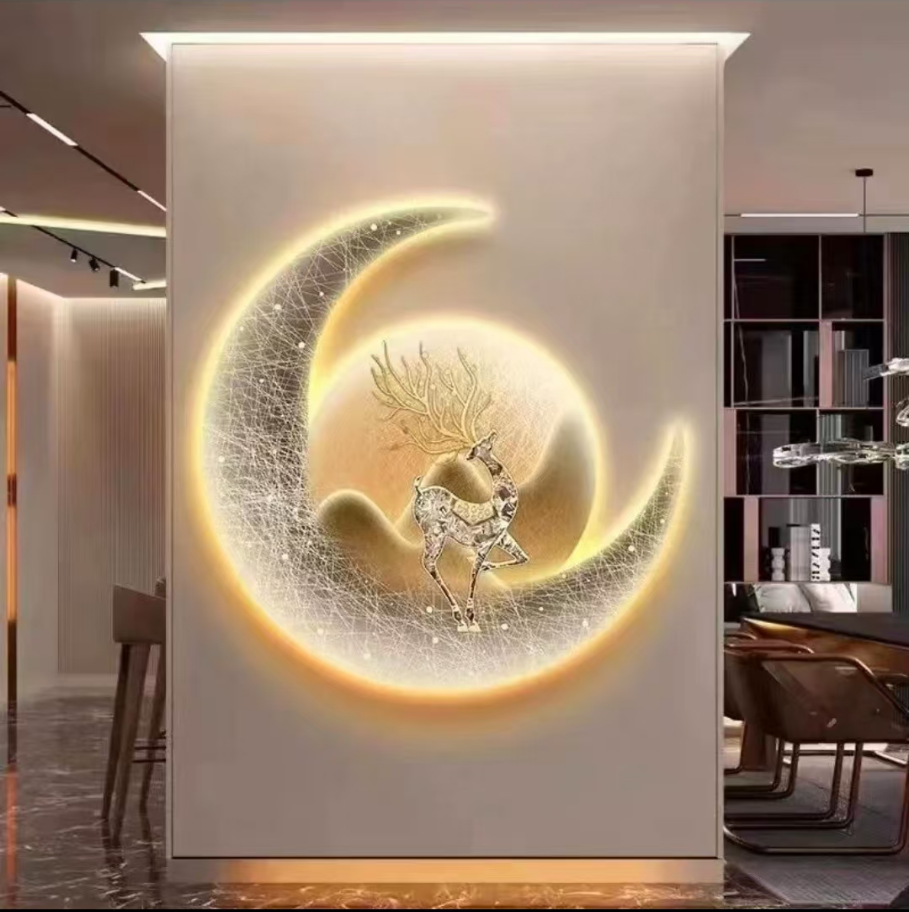 J02精雕直径40客厅装饰画沙发背景墙高级感卧室松弛感壁画晶瓷画