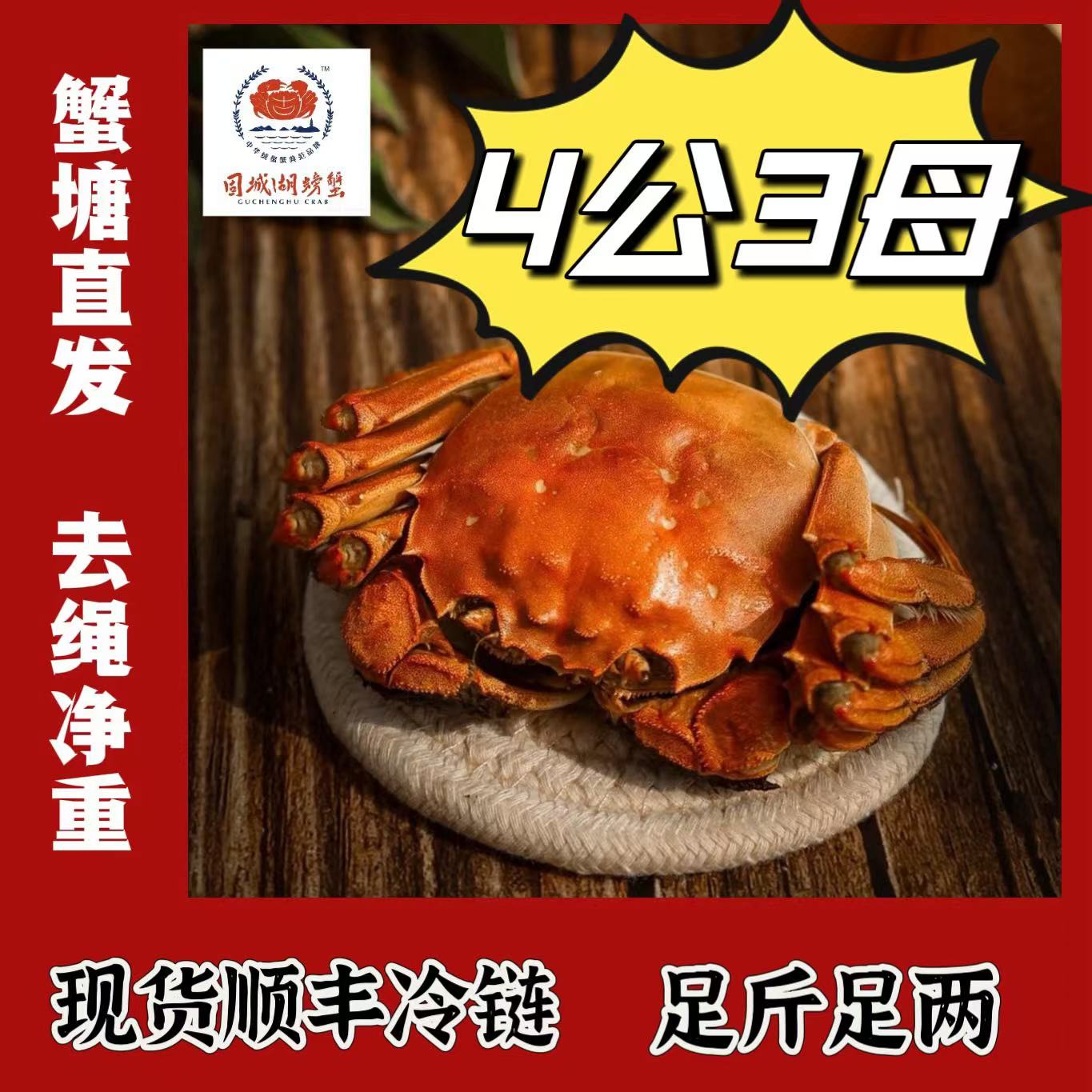 【精品活蟹】固城湖大闸蟹  公蟹4两+母蟹3两（8-10只装）蟹塘直发 