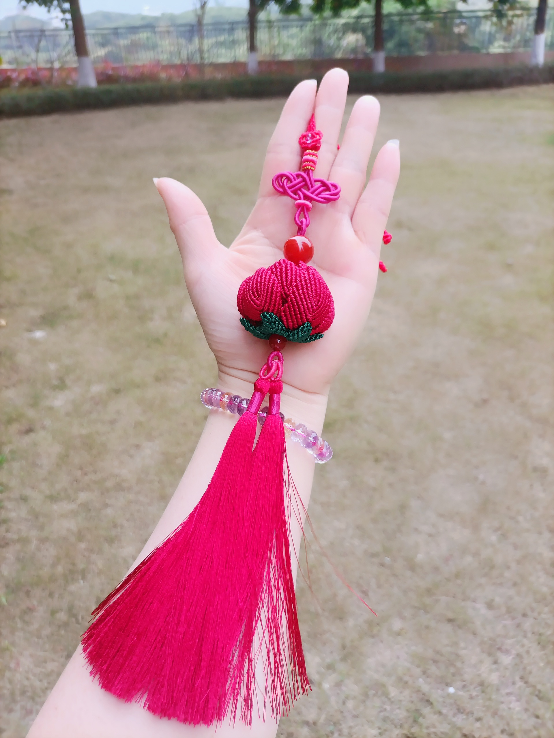 莲花挂件.汽车挂件.流苏挂件.非遗手工艺.纯手工编织