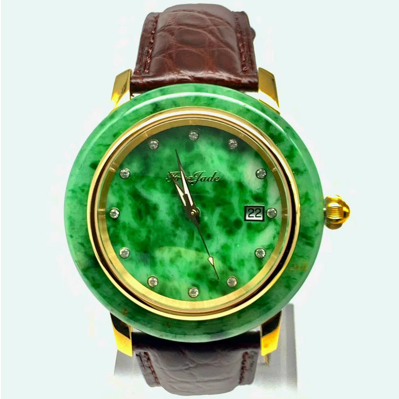 翡翠手表/手表/男表男士气质绿色经典情侣夜光金色防水