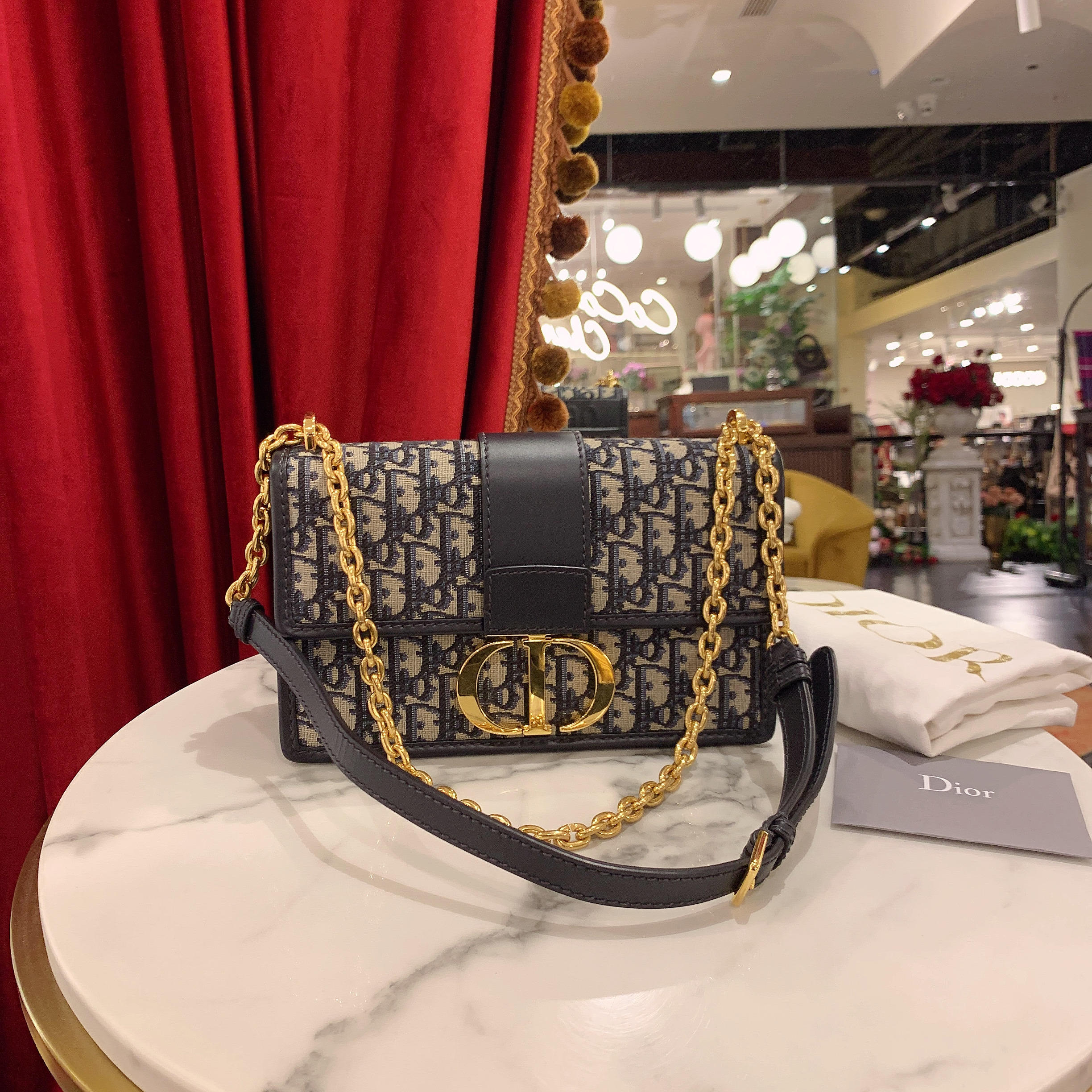 95新 DIOR/迪奥 蒙田30中号老花金属链条单肩包/86902809