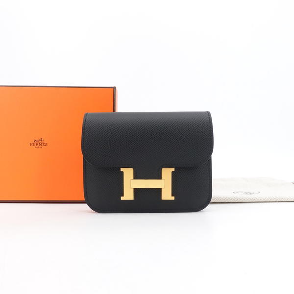 99新 Hermes/爱马仕 GGSConstancslim12黑色金扣ep单肩包75570919