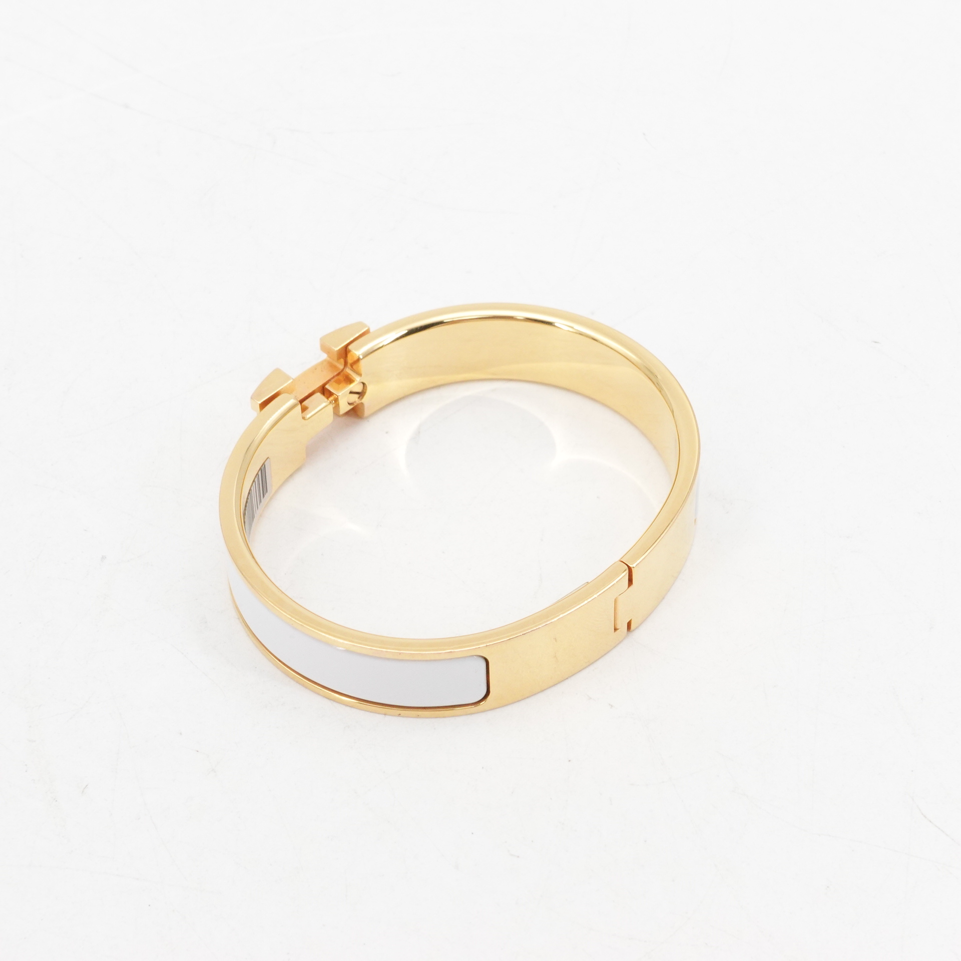 95新 Hermes/爱马仕 GGS爱马仕珐琅手镯白色金扣/67767723