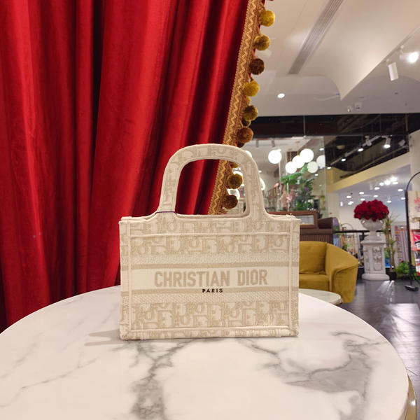 95新 DIOR/迪奥 GGS托特tote mini金色帆布刺绣芯片款21/58338405
