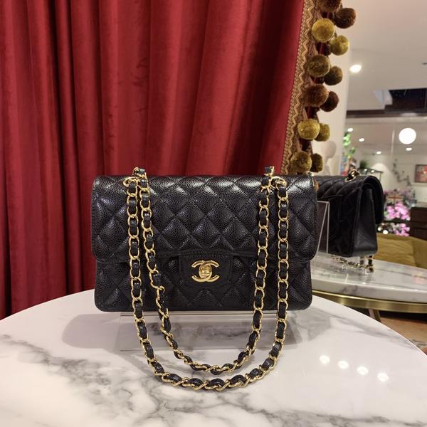 99新 Chanel/香奈儿 GGS cf小号黑金荔枝牛皮/40099555