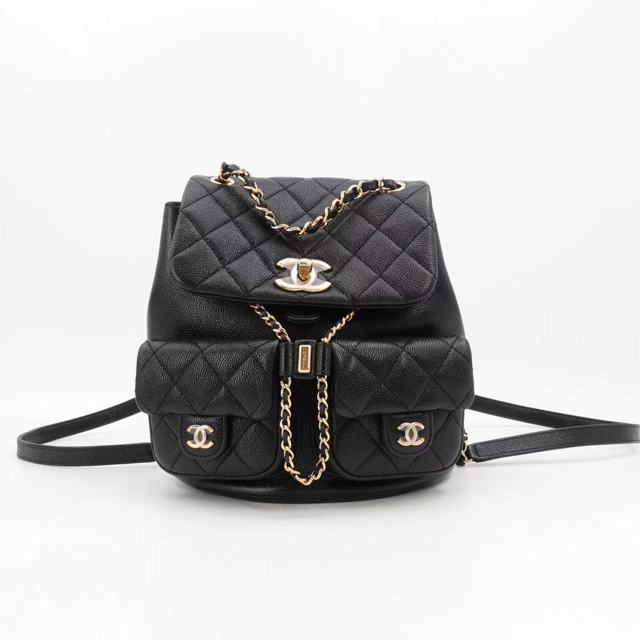 99新 Chanel/香奈儿 23p duma大号双肩包书包鱼子酱14576631